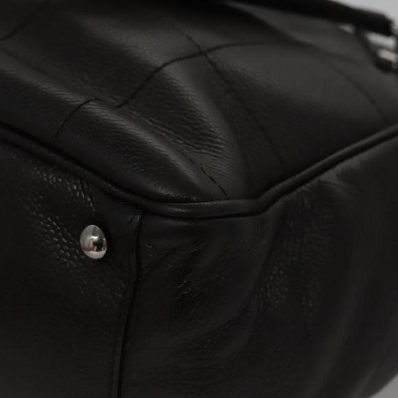 CHANEL Hand Bag Caviar Skin Dark Brown Silver CC Auth fm4328